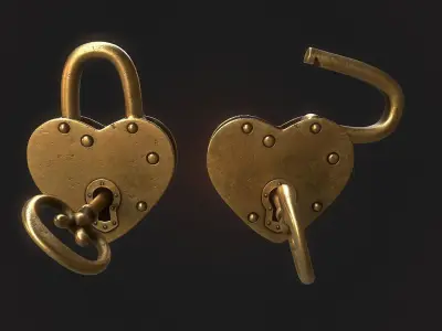 Padlock Heart 3  Low-poly 3D model