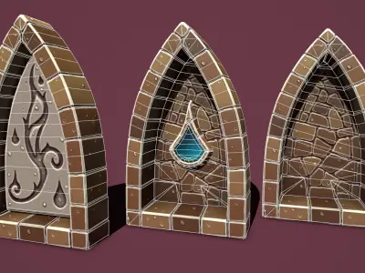 Fantasy stone window 1 Low-poly 3D model