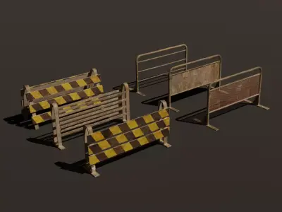 street old rusty fences - gameready Low-poly 3D model