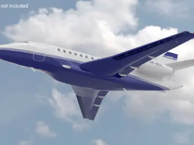  Falcon Business Jet Dassault 2000 Simplified Rigged for Cinema 4D 