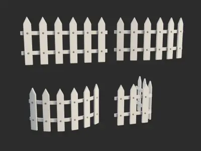 Cartoon Fence 1 3D model