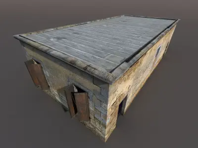 Derelict house low poly 75 Low-poly 3D model