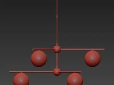 6 Light Semi Flushmount 3D model