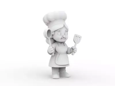 Cartoon Chef Woman 3D Printable 3D print model