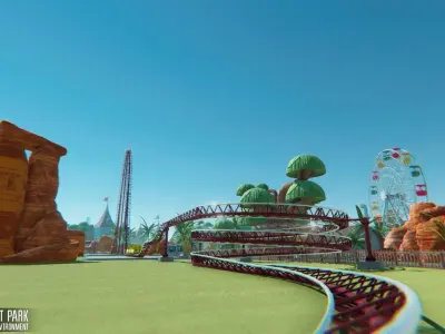 Amusement park - attractions  carousels and environment Low-poly 3D model