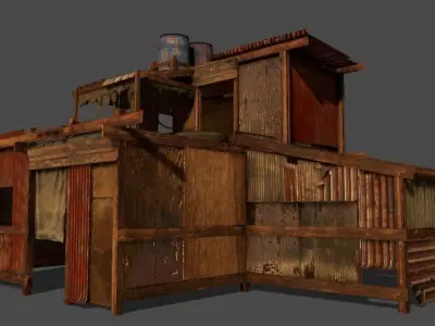 Lowpoly shanty house Low-poly 3D model