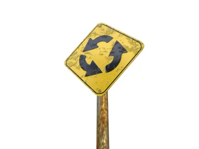 Rounabout Ahead Traffic Sign 3D model