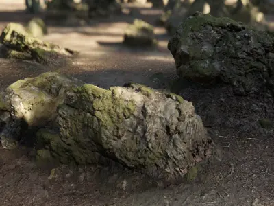 Mossy Forest Rocks Pack 3D model
