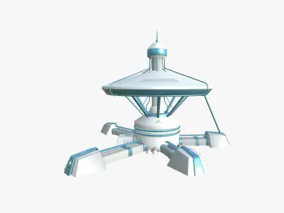 SciFi Facility C01 White Blue - Sci Fi Exterior Design Low-poly 3D model