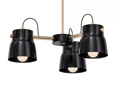 RAM 3 three light chandelier gold 3D model