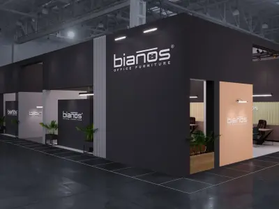 10x25 Exhibiton Stand 3D Model 3 Sides Open Booth 3D model