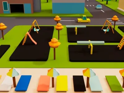 Low Poly City Environment 3D model