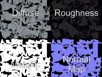 Silver Mechanical Horse model pack Low-poly 3D model