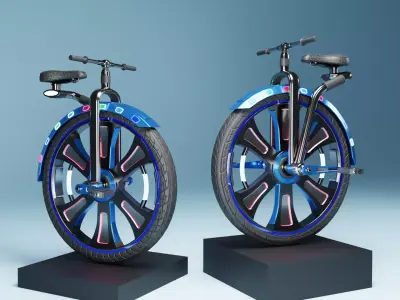 Sci-Fi Futuristic Unicycle  Low-poly 3D model