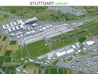 Stuttgart Airport 10km Low-poly 3D model