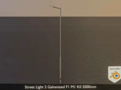 Street Light 2 Galvanized F1 M1 K0 5000mm Low-poly 3D model