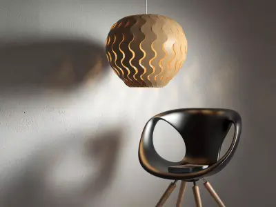 Belle pendant light made of wood 3D model