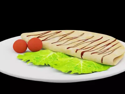 Omelet With Lettuce Low-poly 3D model