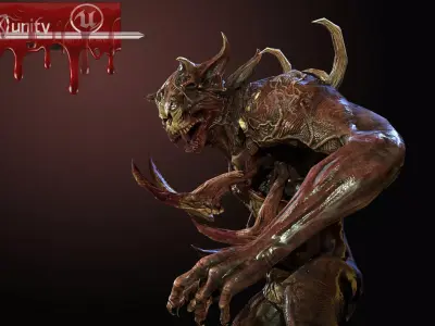 Predator humanoid creature Low-poly 3D model