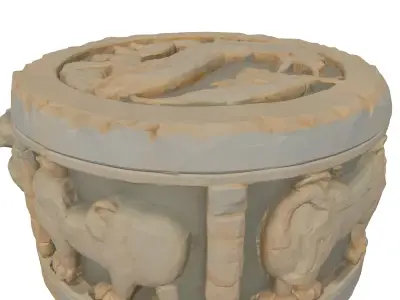 Ancient Stone Plinth with Animal Reliefs Low-poly 3D model