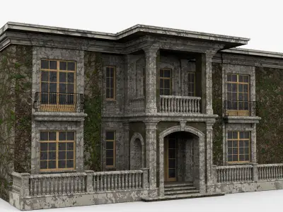 Detailed Abandoned House Low-poly 3D model
