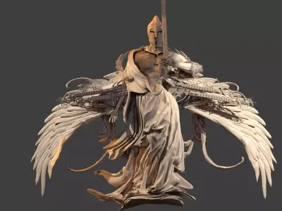 Sir Lamorak knight statue winged  3D model