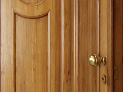 Classic Wooden Door and Carved Elements 3D model