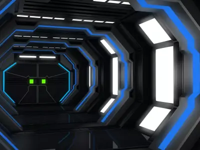Low Poly Sci Fi Corridor 3D model