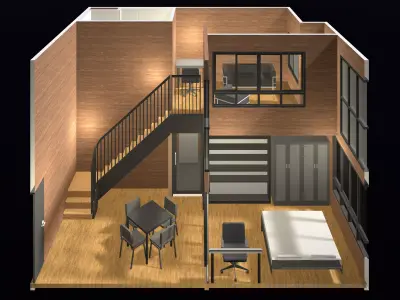 Apartment room in section cut 25-67 3D model