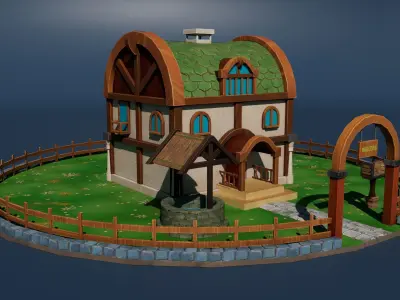 Stylized House Environment Texture  Low-poly 3D model