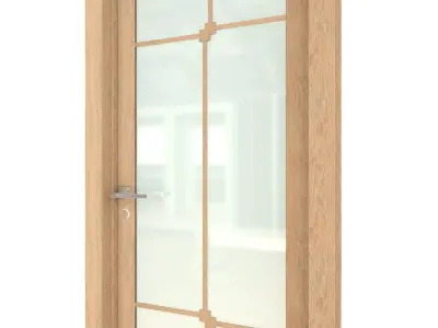 Door-025 interior door in oak with frosted glass 3D model