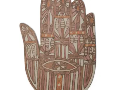 Chaya Berry Spice Area Rug - Distressed Medallion Motif Low-poly 3D model