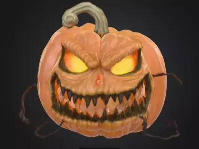 Cursed Pumpkins Horror Halloween Set PBR 3D Model Pack