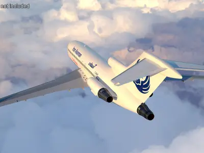  Commercial Airliner Boeing 727-100 Iran Aseman Rigged for Cinema 4D 