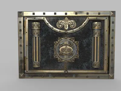 Metal gate PBR low-poly 3D model Low-poly 3D model