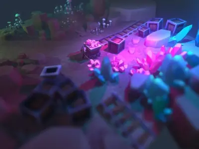 Crystal Mine Low-poly 3D model