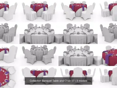 Collection Banquet Table and Chair 07 3D Model Pack