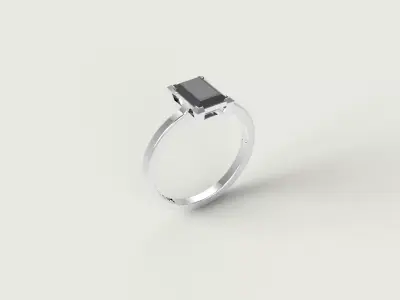 Rectangle 5X7 solitaire ring 3D print model