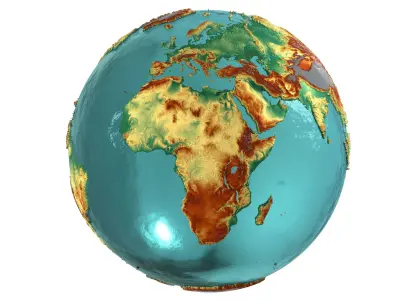 Eeath Water 3D Globe Natural Shaded  Low-poly 3D model