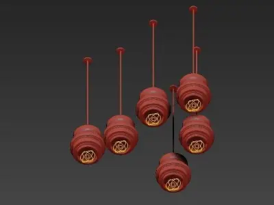 Diesel set of lanterns hanging from ceiling 3D model