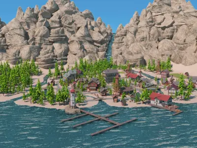 Village 01 Low-poly 3D model