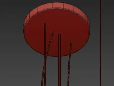 Replica light fixture with five lights hanging from it 3D model
