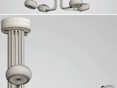 Curved Stix Chandelier 12 Black 3D model