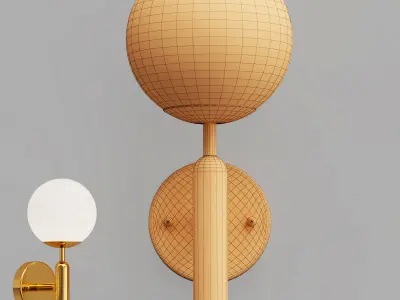 LIVIAN wall lamp in gold and marble 3D model