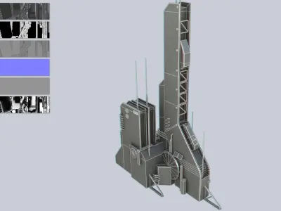 Scifi tower Low-poly 3D model buy