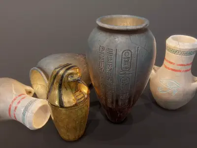Egypt tomb jars PBR Low-poly 3D model