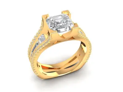 Elegant Split Shank Solitaire Engagement Ring 2319 3D print model