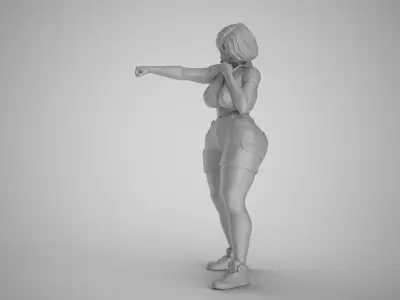 Street Brawler Girl 3D print model