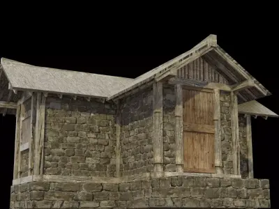 medieval house low poly old city house Low-poly 3D model