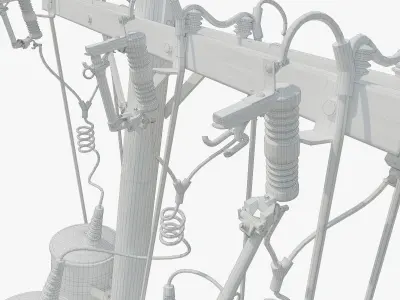 Broken Utility Pole Free low-poly 3D model